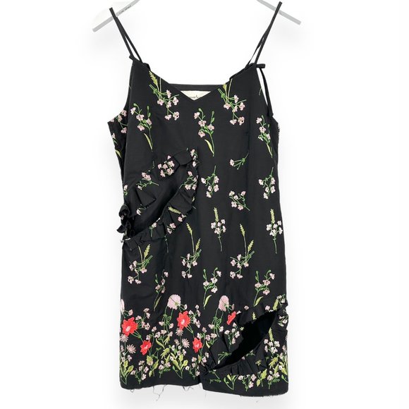 [relisted] Marques Almeida Black Floral Embroidered Mini Slip Dress - Picture 2 of 16